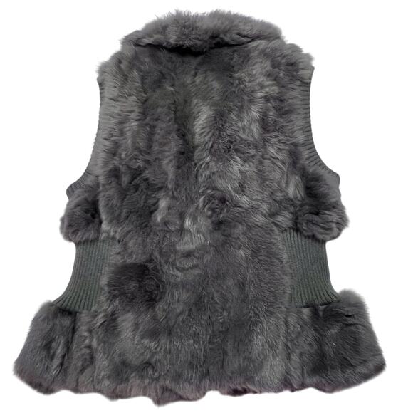 Metric Knits Genuine Rabbit Fur Vest Women Large Gray Full Zip Lined Used - Picture 2 of 9